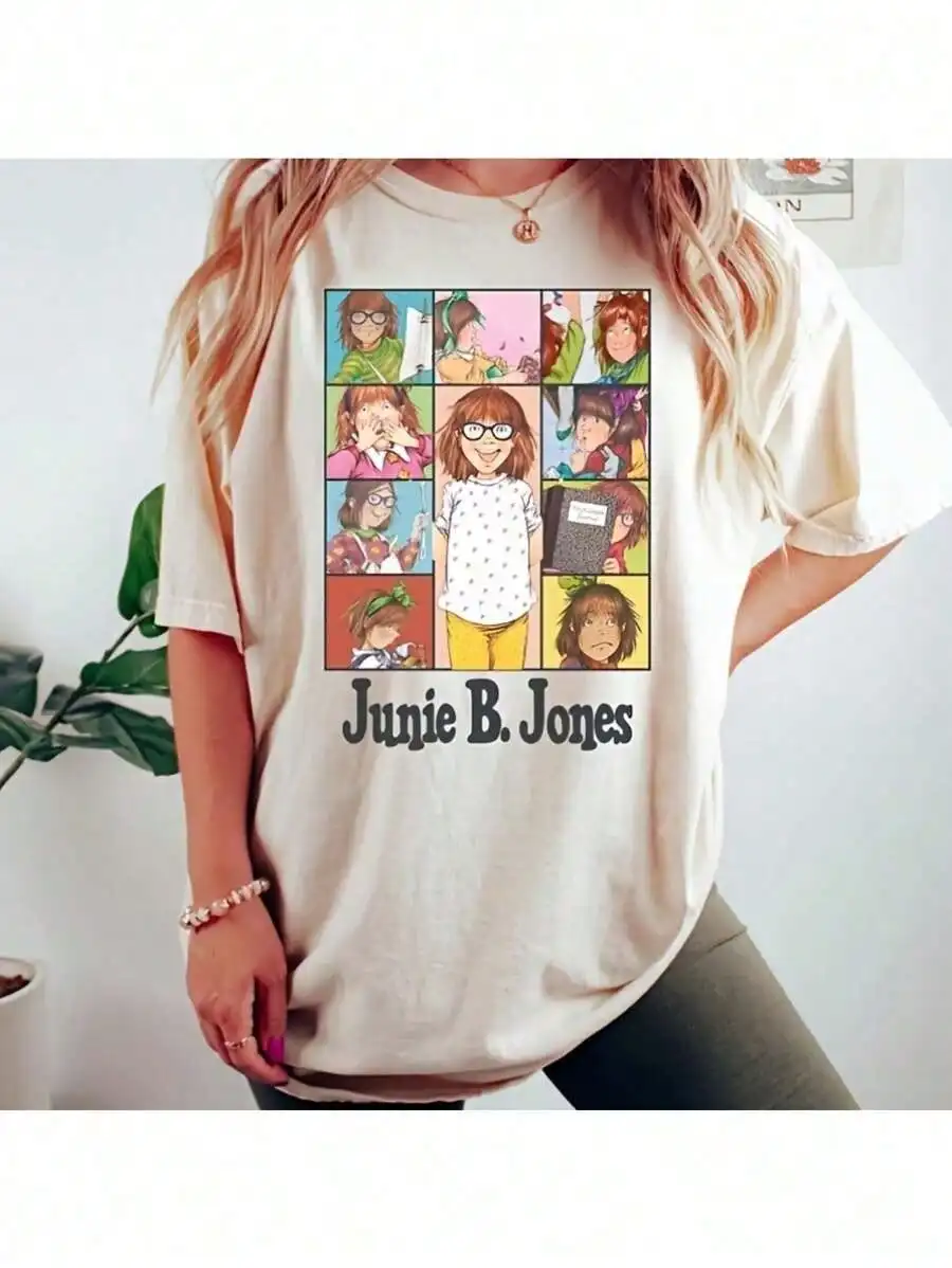 

Женская футболка с мультяшным принтом Junie B. Jones, повседневная свободная футболка