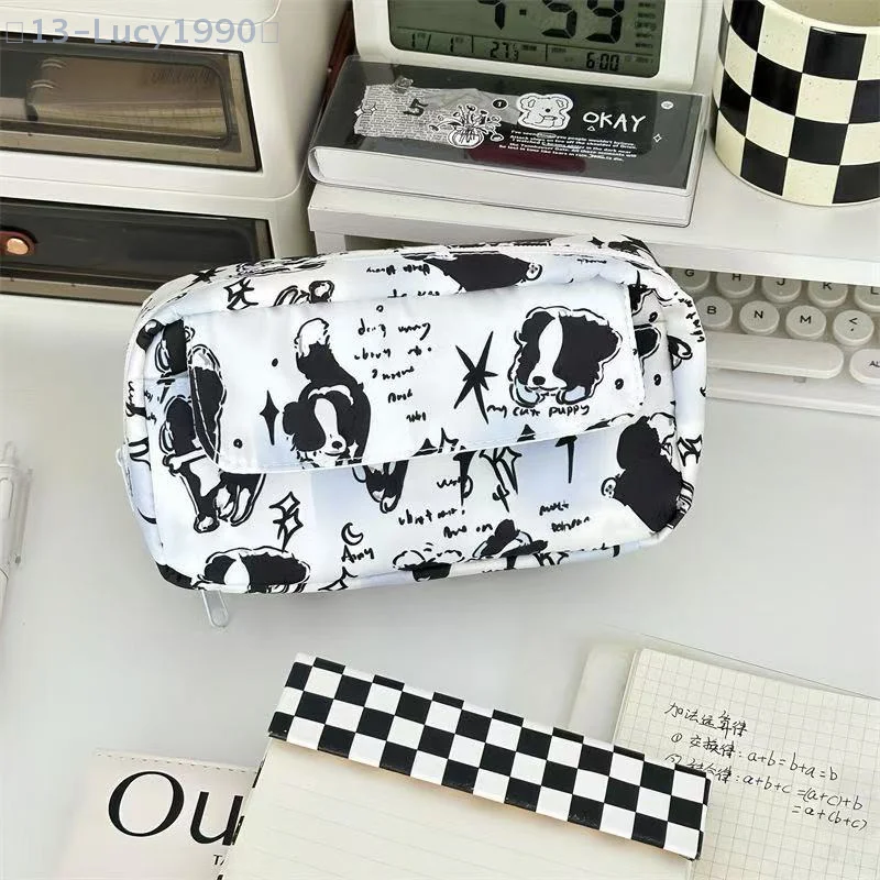 Border Collie Puppy Pencil Case Cute Pencil Bag Large Capacity Stationery Storage Pouch School Supplies Travel Cosmetic Bag