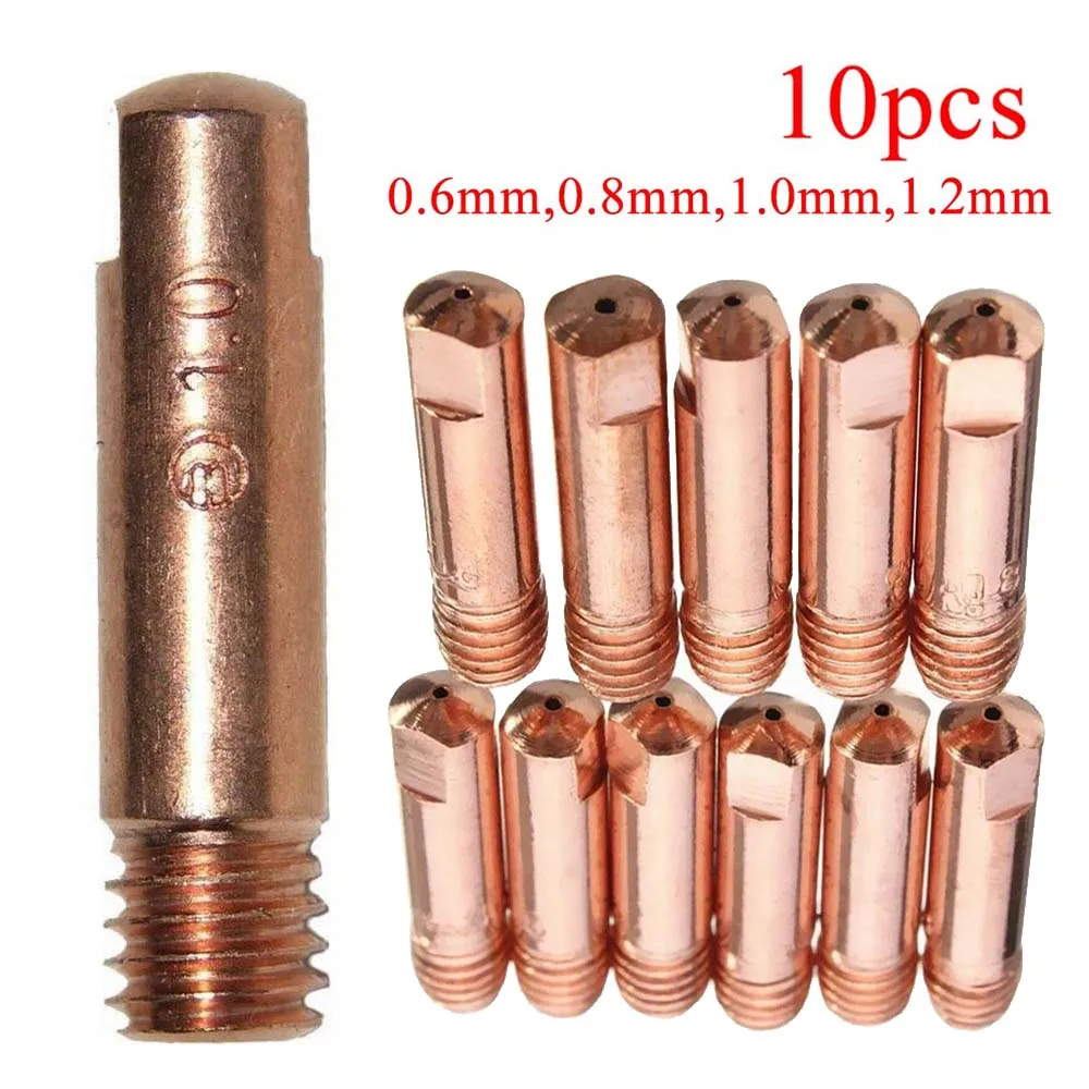 Welding Contact Tips Contact Tip 10pcs Consumables Length 25mm MB15AK MIG 0.6 - 1.2mm Welding Practical Brand New