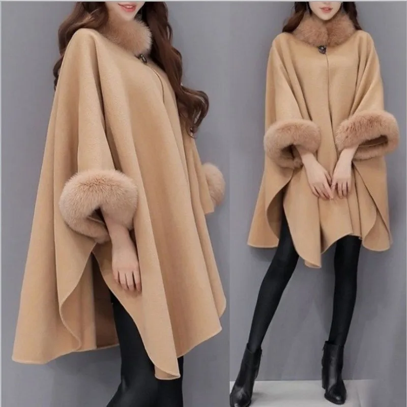 2023 Autumn and Winter Women\'s Round Neck Button Plush Collar Batwing Sleep Solid Color Loose Fashion Casual Long Sleeve Tops