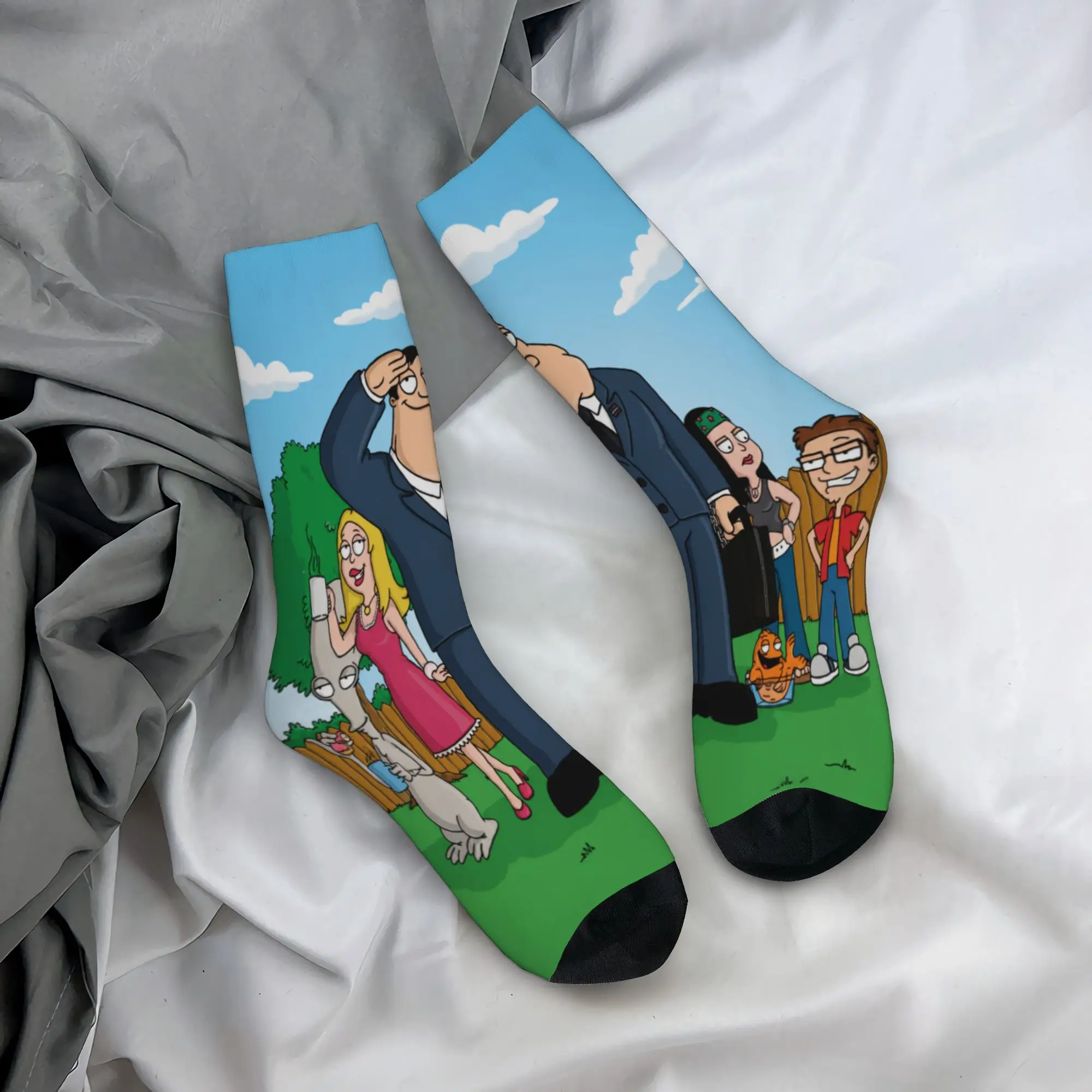 Americans Dads cartoon Design Socks Merch for Men Cozy Dress Socks