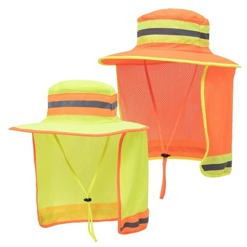 400A Reflective Bucket Cap Rave Reflective Safety Hat High Visibility Bucket Hat With Neck Flap Large Cooling Ranger Hat