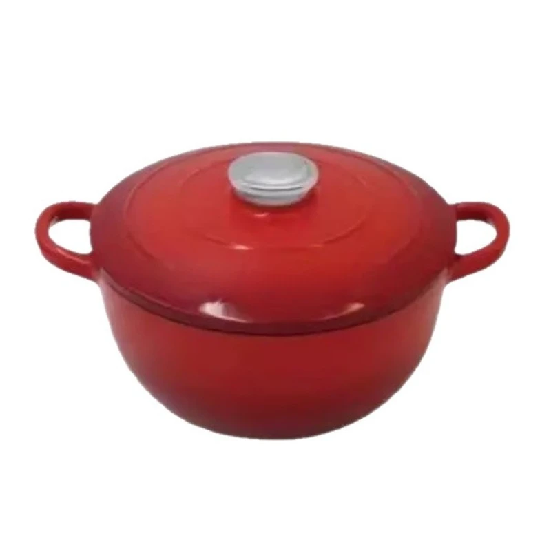 24cm Enamel Cast Iron Soup Pot, Double Handle Compatible with Induction Cooktop Suitable for Home Stewing