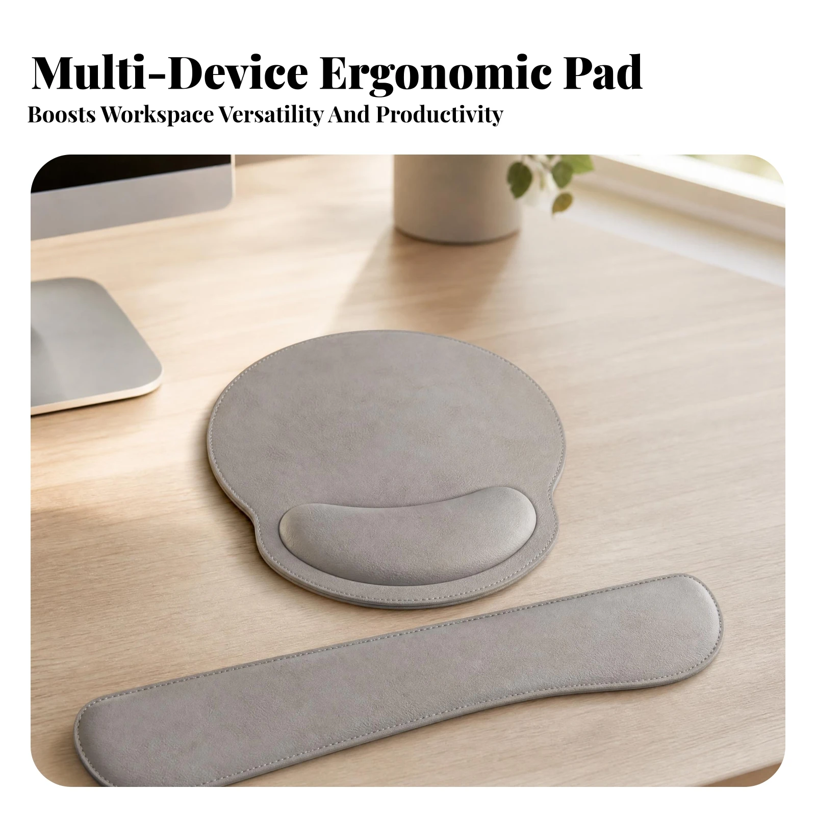 Keyboard Mouse Pad Set Stitched Edges Mouse Wrist Rest Set Keyboard Wrist Rest Padded Smooth Finish for Desk Use