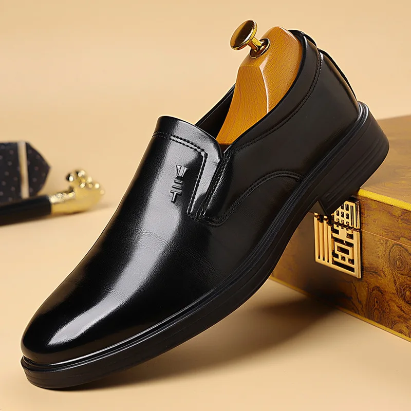 

Men's leather shoes, one-foot leather shoes, retro business boots, formal dress shoes