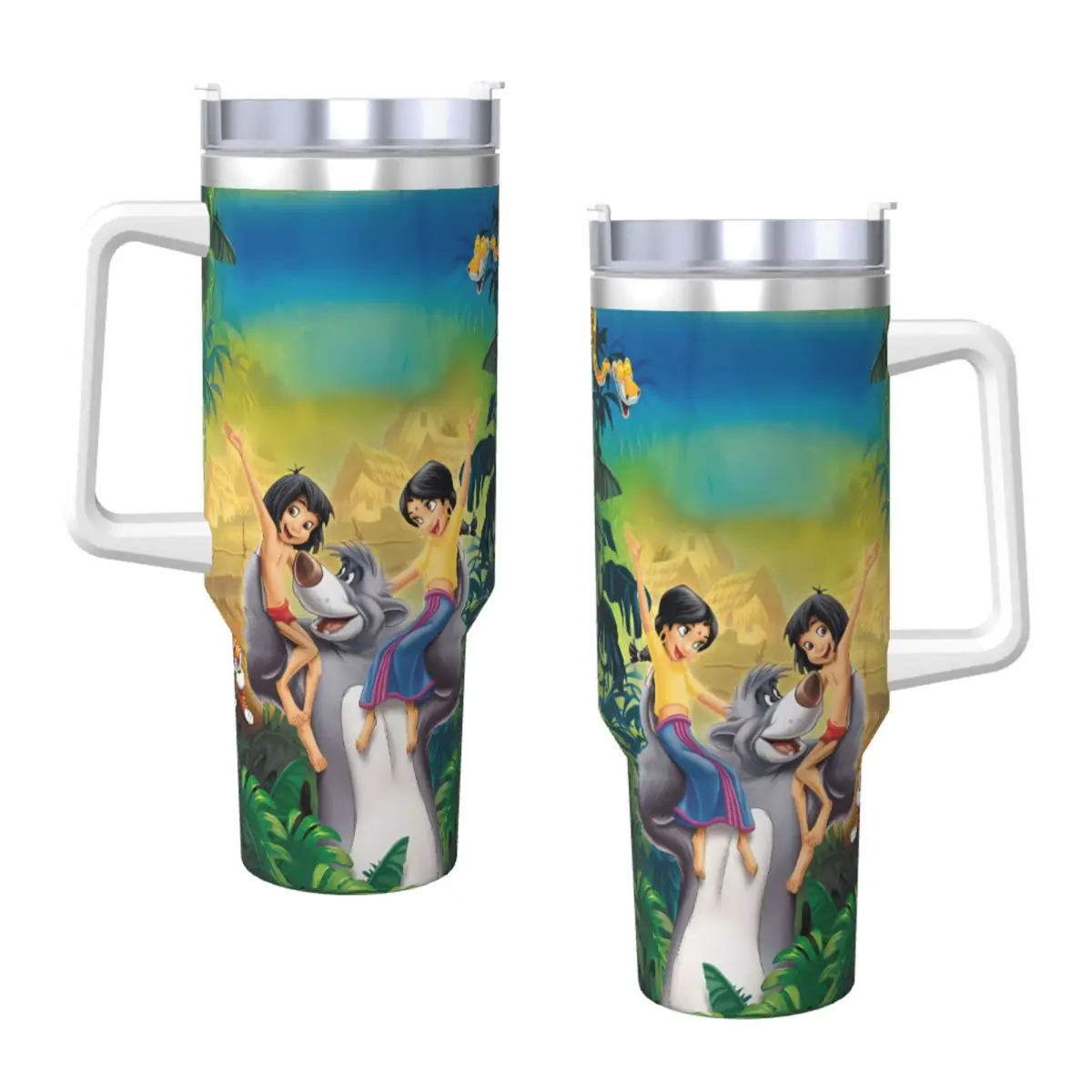 Stainless Steel Tumbler   The Jungle Book Car Mugs With Straws Driving Cold and Hot Water Bottle Leakproof Thermal Mug