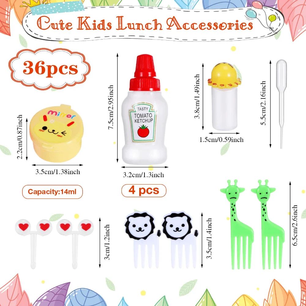 Schattige Mini-Dier Cartoon Voedsel Plukt Kinderen Snack Cake Dessert Voedsel Fruit Vorken Siliconen Lunchbox Verdelers