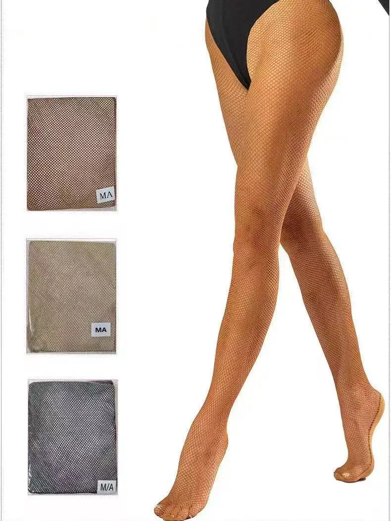 2PS Professional  Hard Yard Caramel Color Latin Dance Fishnet  Stockings High Elastic Dance Pantyhose Women BallroomTights