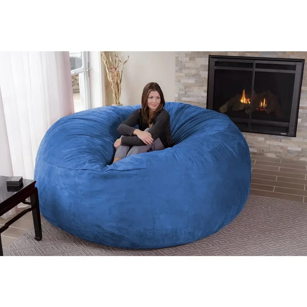 Bean Bag Chair: Giant 8' Memory Foam Furniture Bean Bag - Big Sofa With Soft Micro Fiber Cover - Royal Blue Puffs Armchairs Poof