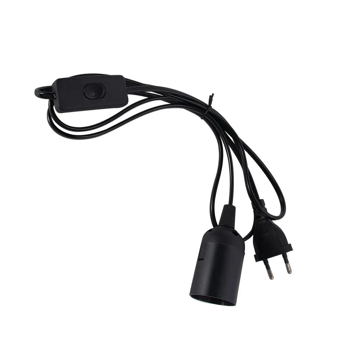 

Кабель питания E27 с удлинителем 1.8 м, черный, для светодиодных ламп, основание для светильников, розетка для управления освещением в помещении