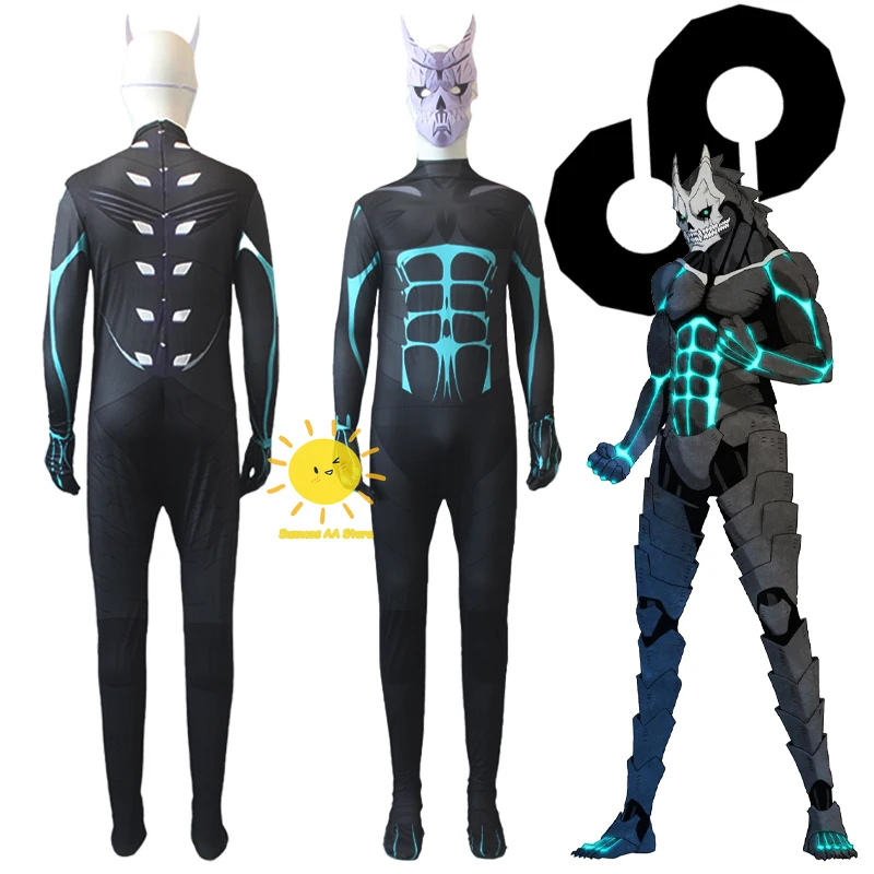 Anime Kafka Hibino Cosplay Kaiju No.8 Cosplay Kostuums Kafka Hibino Donker Turnpakje Masker Kafka Halloween Carnavalsfeest Cos Voor Mannen