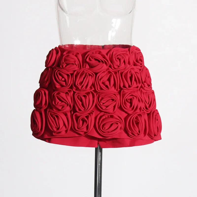 

Heavy Industry Three-Dimensional Rose Flower Decorative Mini Shorts Women 2025 Spring Summer French Culottes Booty Shorts
