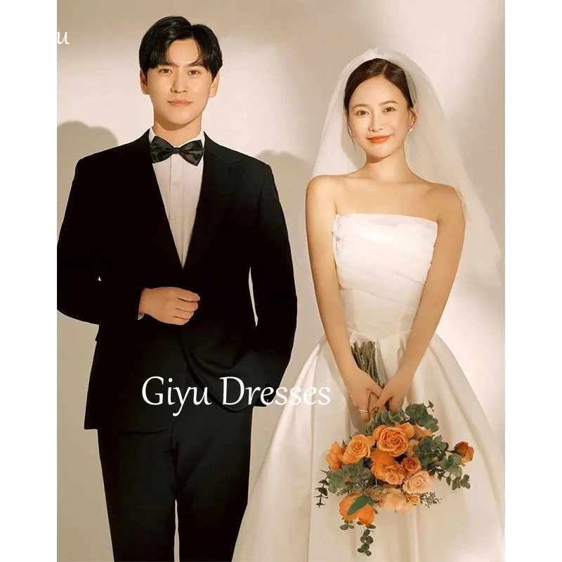 Giyu Elegant Princess Satin Wedding Off Shoulder A Line Korean Photography Wedding Photo Formal Party Bridal Gowns Customized