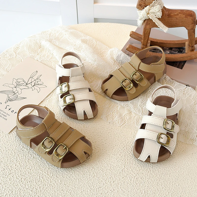 2026 Summer Hot Sale Children's Thick-soled Non-slip Comfortable Closed-toe Sandals for Girls Woven Breathable Versatile Sandals