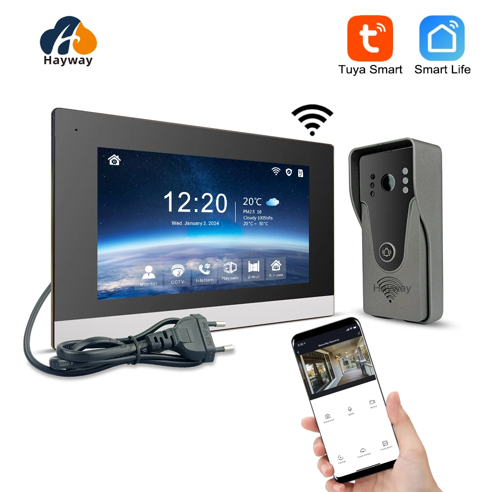 Hayway 1080P Video intercom System Tuya Smart Door Phone AHD Full Touch Monitor For Home Video Doorbell Camera Motion Detection