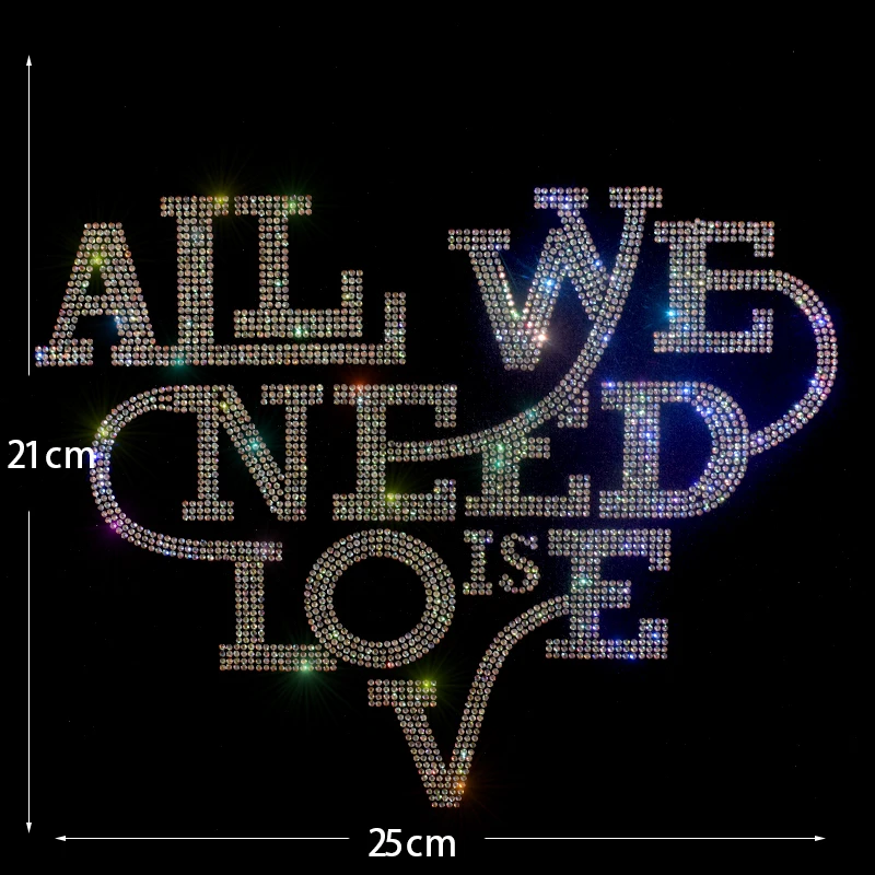 High-quality diamond ironing with creative and shiny letters on T-shirts, sweaters, hoodies and denim clothing accessories