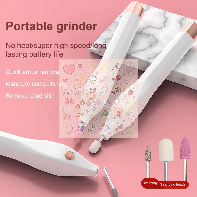 Electric Nail Polish Drill Machine Portable Mini Electric Manicure Art Pen Tools For Gel Remover