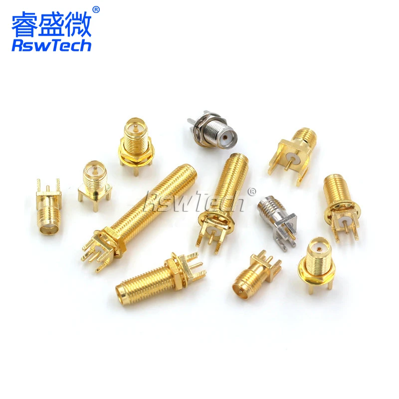 SMA-KE Striaght 28.5MM Female Jack Adapter Solder Edge PCB Mount RF Copper Connector