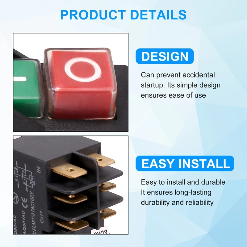 Emergency Stop Switch - Waterproof Safe Switch Kjd17electromagnetic Switch Motor Protection Switch 6 Pin 250V 16A