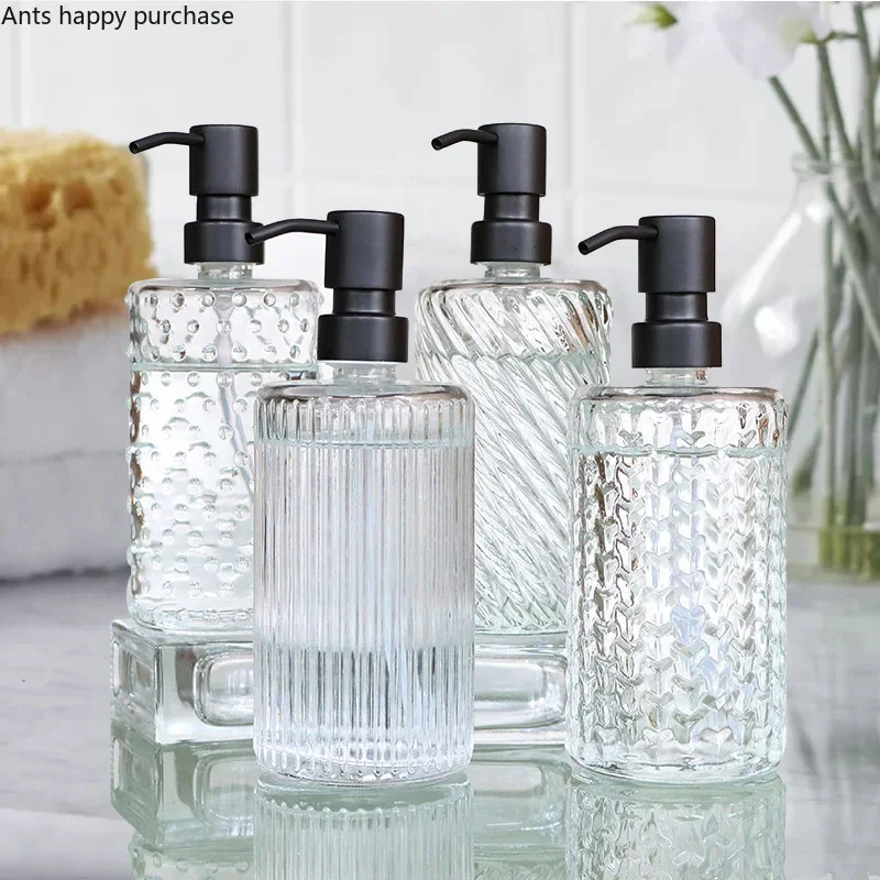 Transparent Glass Lotion Bottle Hand Sanitizer Bottle Shampoo Bottles Shower Gel Bottles Bathroom Accessories Soap Dispenser