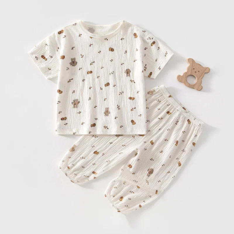 2026 Summer 6M-4Y Kids Pajamas Set Short Soft Breathable Baby Girls Sleepwear Indoor Casual Boys Children's Home wear