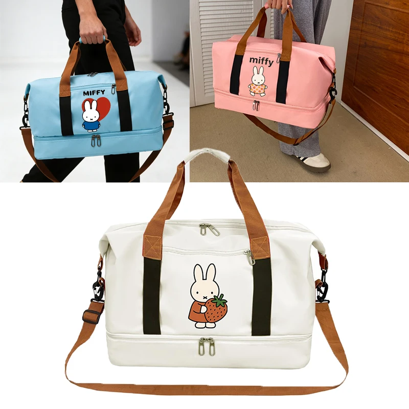 

Miffys Woman Travel Bag Anime Cartoon Print Waterproof Gym Sport Bag for Man Kawaii Fitness Handbag Storage Bag Shoulderbag Gift