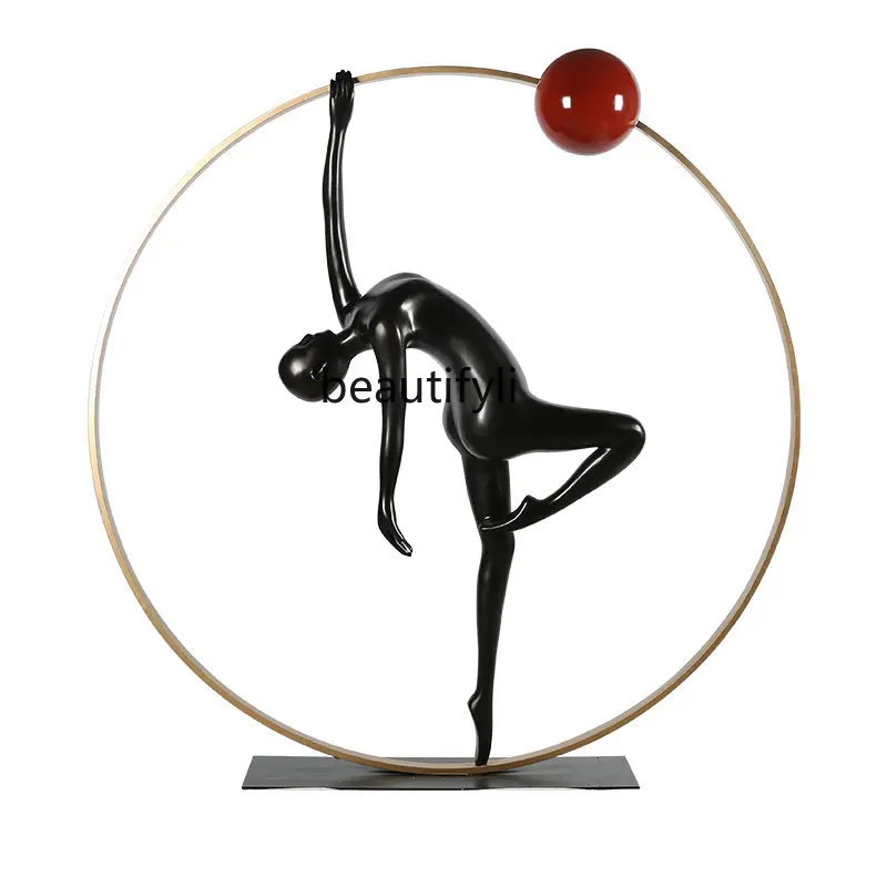 

Customized Creative Hotel Large Floor Ornaments Sales Department Soft Glass Steel Figure Sculpture Indoor Abstract Artwork