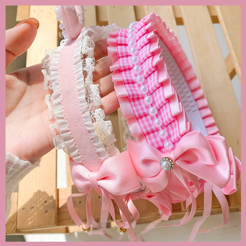 Baby girl headbands Kids Headwear Lolita Spanish Head Accessories Flower Wedding Princess Lace Hair Band Bow Barrettes