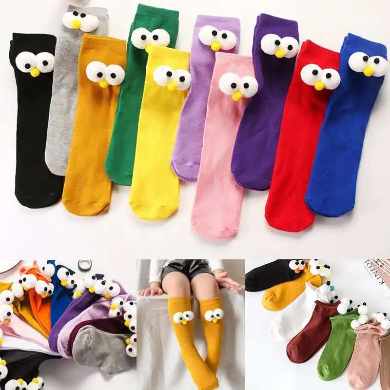 Warme lange Socken für Kinder, Kleinkinder, Kindersocken, Cartoon-Kniestrümpfe, Augen für Mädchen, Jungen, Socken aus Baumwolle für Weihnachtssocken