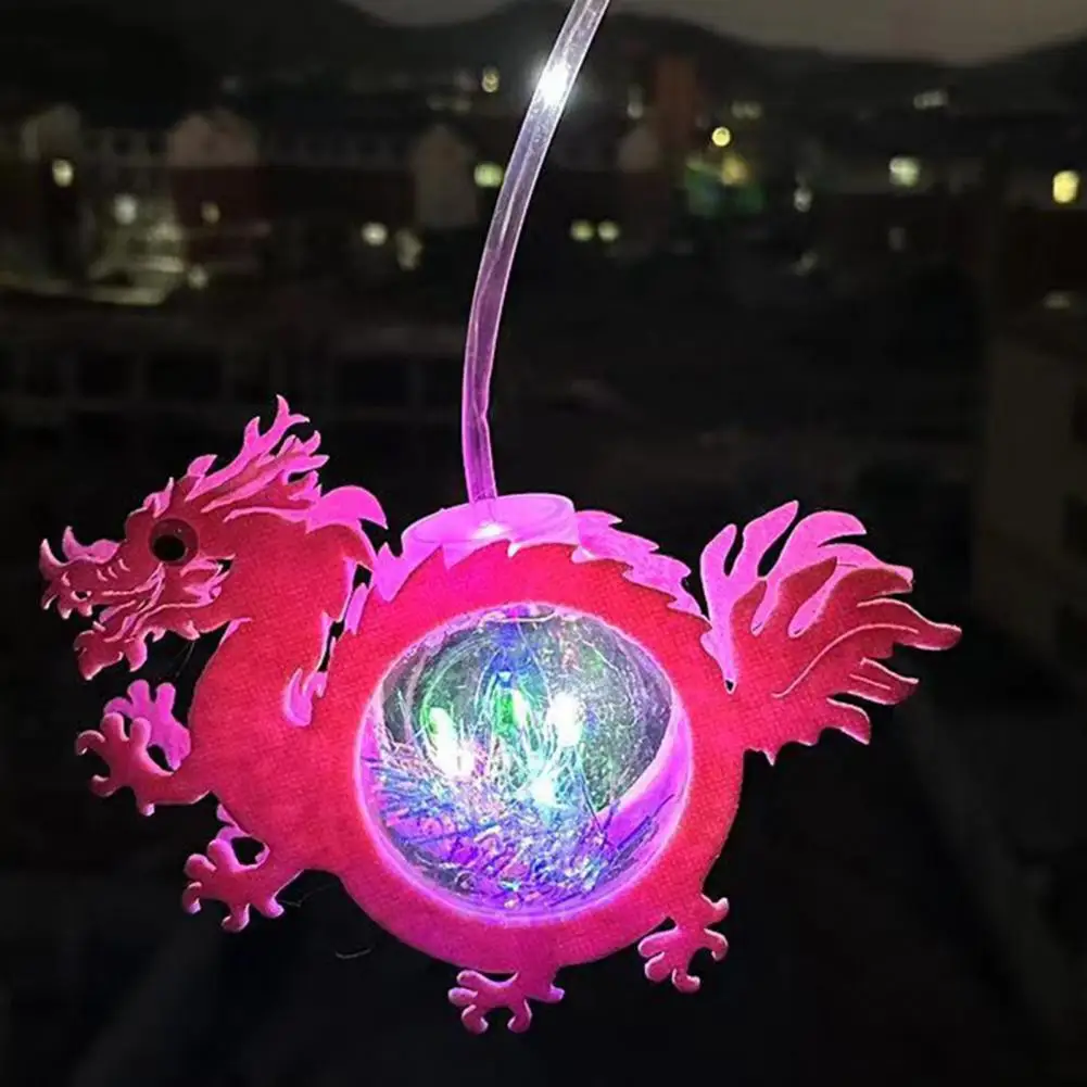 Kids Dragon Shape Lantern with Pole Chinese Spring Festival New Year Decoration LED Handheld Lantern Toy Holiday Gift