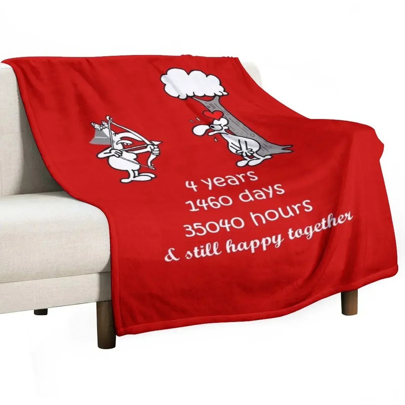 4th Wedding Anniversary Gift For Him Her 4 Years Together 4 Years Of Marriage Anniversary Funny Couple Matching Throw Blanket