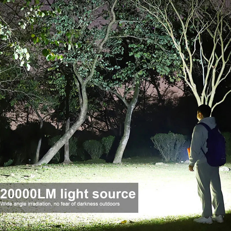 20000LM USB Rechargeable LED Solar Flood Light 10000mAH with Magnet Strong Light Portable Camping Tent Lamp Work Repair Lighting