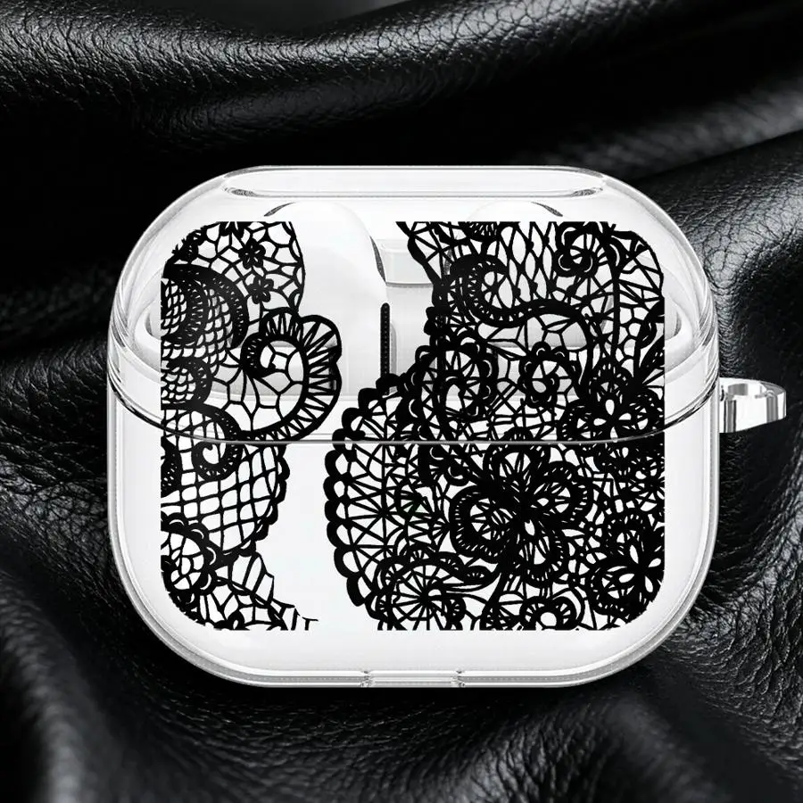 Lace Flower Case For Samsung Galaxy Buds 3Pro 4 Pro 4Pro 2Pro 3 FE 2 Live Clear Earphone Cases Cover With Hook