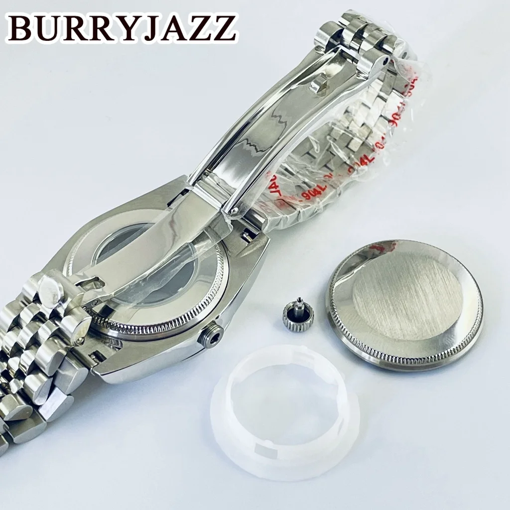 BURRYJAZZ 31mm NH05 NH06 Watch Case Silver Rose Gold Stainless Steel Case With Sapphire Crysta Waterproof