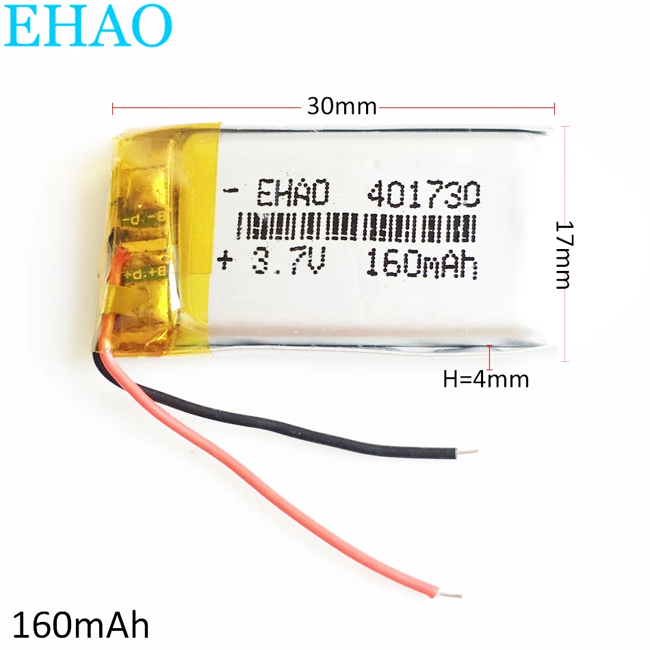 10 x pcs 3.7V 160mAh LiPo Rechargeable Battery 401730 Handheld Navigator For Mp3 GPS Bluetooth Camera headphone Speaker Bracelet