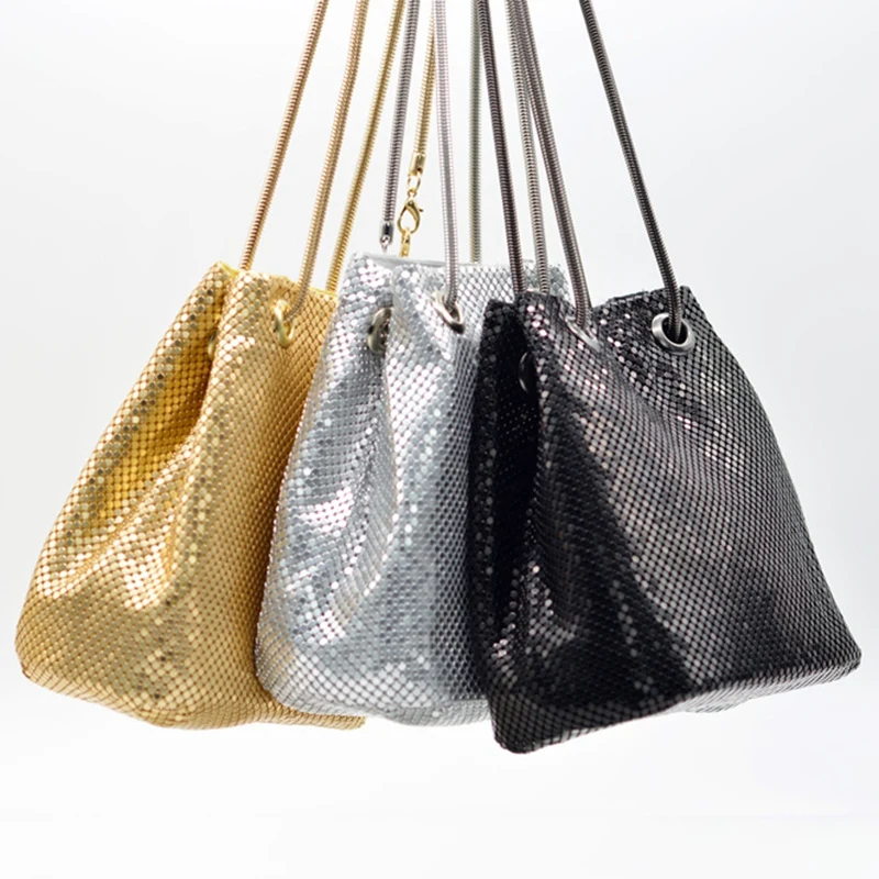 ASDS-borsa a tracolla a secchiello da donna alla moda con pochette per borse da festa con paillettes