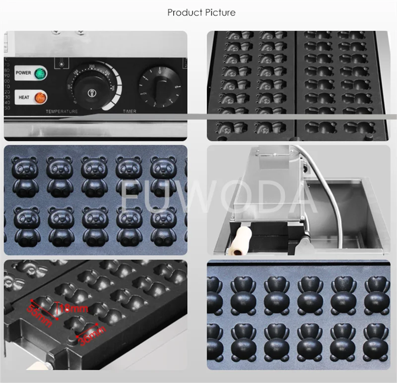 20 szt. Kształt niedźwiedzia rożki gofrowe słodka Panda maszyna do gofrów komercyjna miś omlet piekarz mały miś gofrownica