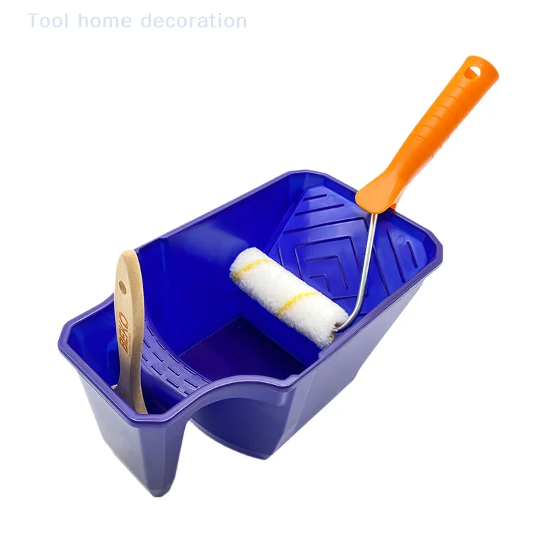 Tazza per vernice portatile da 4 pollici con supporto per rullo: materiale PP durevole, grande capacità, comoda per pennelli e rulli