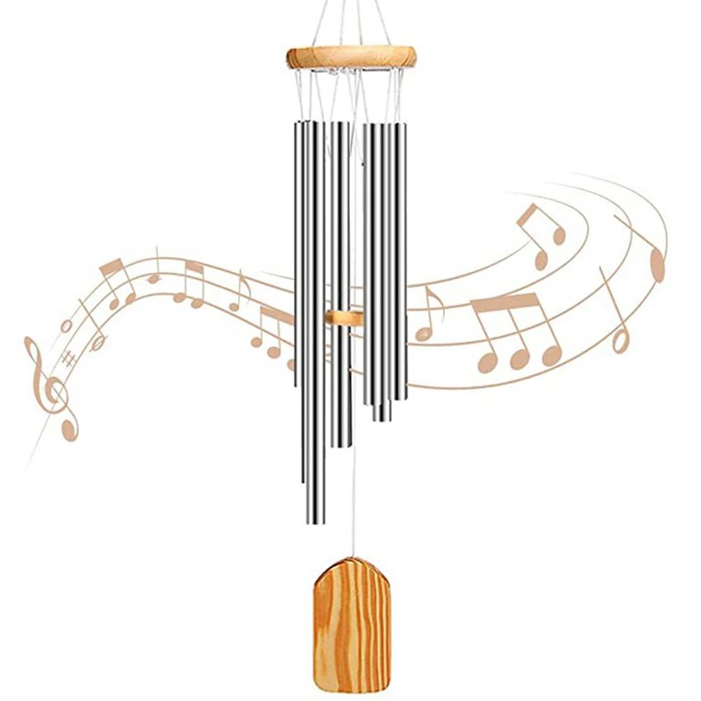 For Wind Chimes Outdoor Wooden  Wind chime For Outdoor Wind Chime For Home Decoration 6 Aluminum Tubes & S Hook