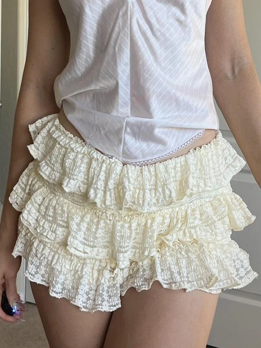 Women s Pajama Shorts Lace Ruffles Elastic Waist Comfy Sleep Shorts Summer Casual Pajama Bottoms