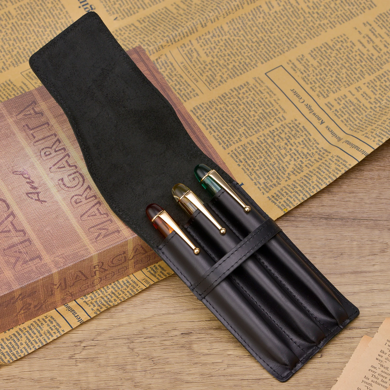 Кожаный чехол для перьевой руч – обзор и цена Leather Fountain Pen Case 3 Slots Pouch
