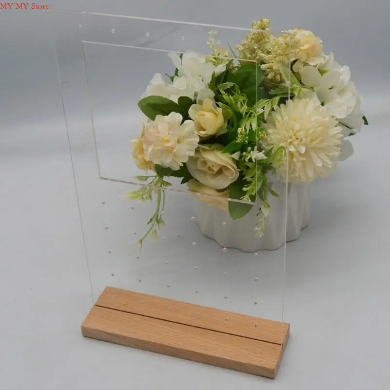 

N1HE Arched Acrylic Earring Holder Solid Hollow Acrylic Bracket Jewelry Retail Holder Jewelry Display Rack with Wooden Base