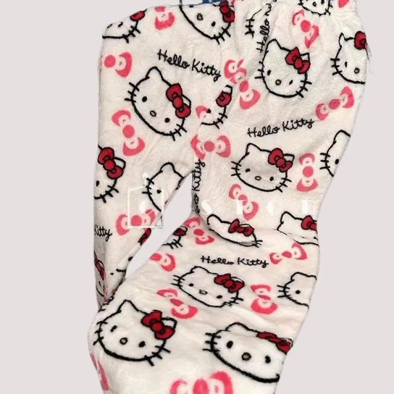 

Kawaii Anime Cute Kitten Women's Home Pants Cartoon Sweet Fashion Walking Pants Teen Comfort Home Clothing Thick Warm Clothing