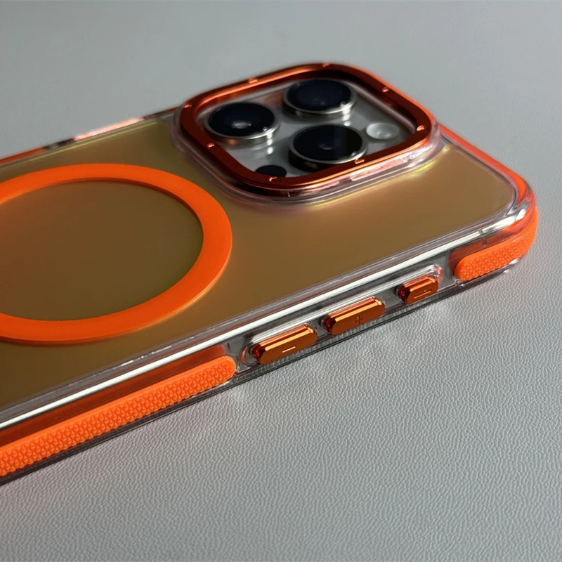 Non-slip Laser Wireless Charging for MagSafe Phone Case for iPhone 17 16Pro Max 15 16 Pro 13 14 12 Metal Lens Protective Cover