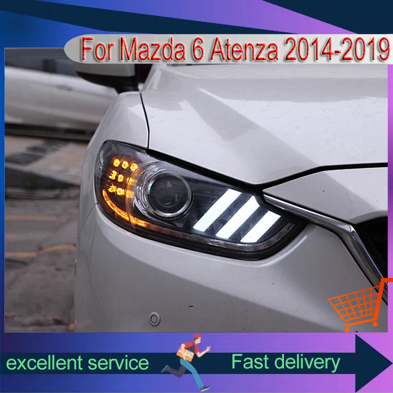 

Car Styling for Mazda 6 Atenza Mazda6 Upgrade 2014-2019 Head Light High Low Beam Upgrade DRL LED Angel Eye Projector Accessory