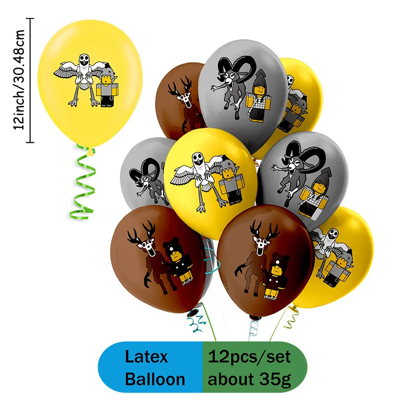 12-teiliges ROBLOXED 99 Nächte im Wald Latex-Ballon-Set Geburtstags-Themenparty-Dekorationszubehör für die Schaffung einer warmen Atmosphäre – Detail 1