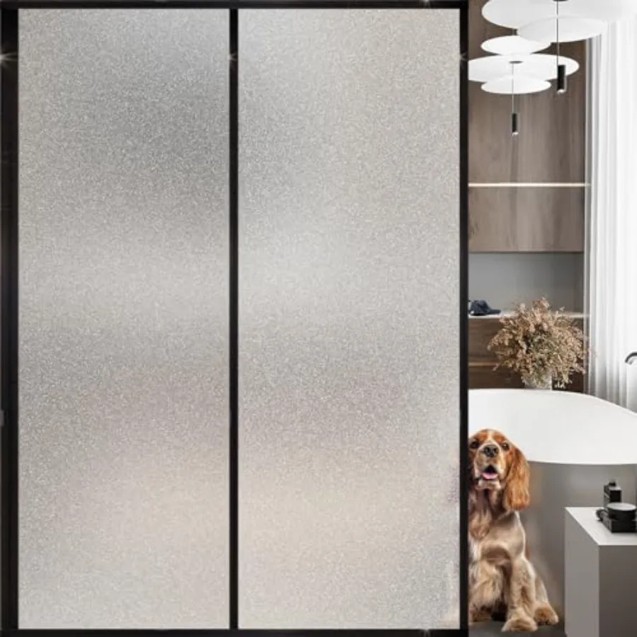 

Frosted Glass Window Privacy Film Decorative, Bathroom Privacy Film for Glass Windows Cover, Static Cling, Removable, Reusable,