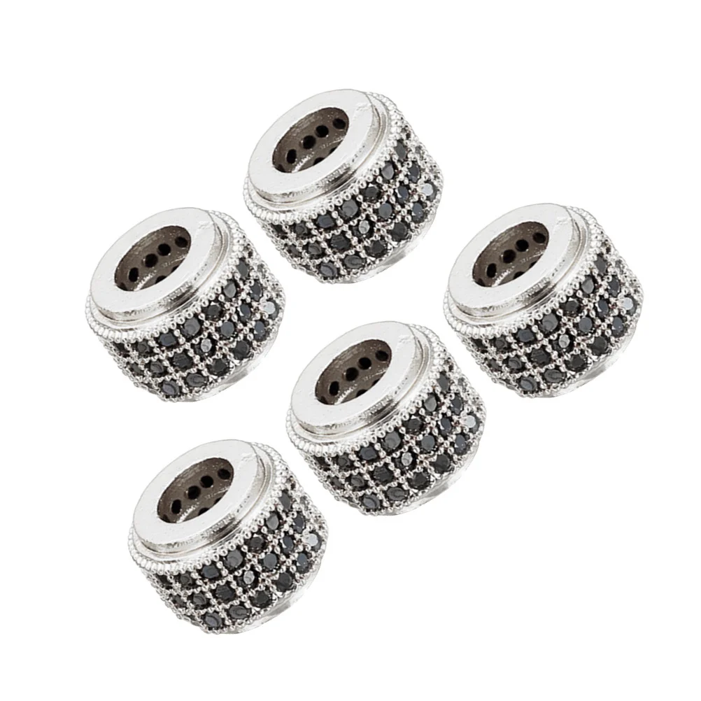

5Pcs Zircon Loose Beads Copper Cylinder Shape Large Hole for DIY Jewelry Making Bracelet Necklace Accessories Loose Beads