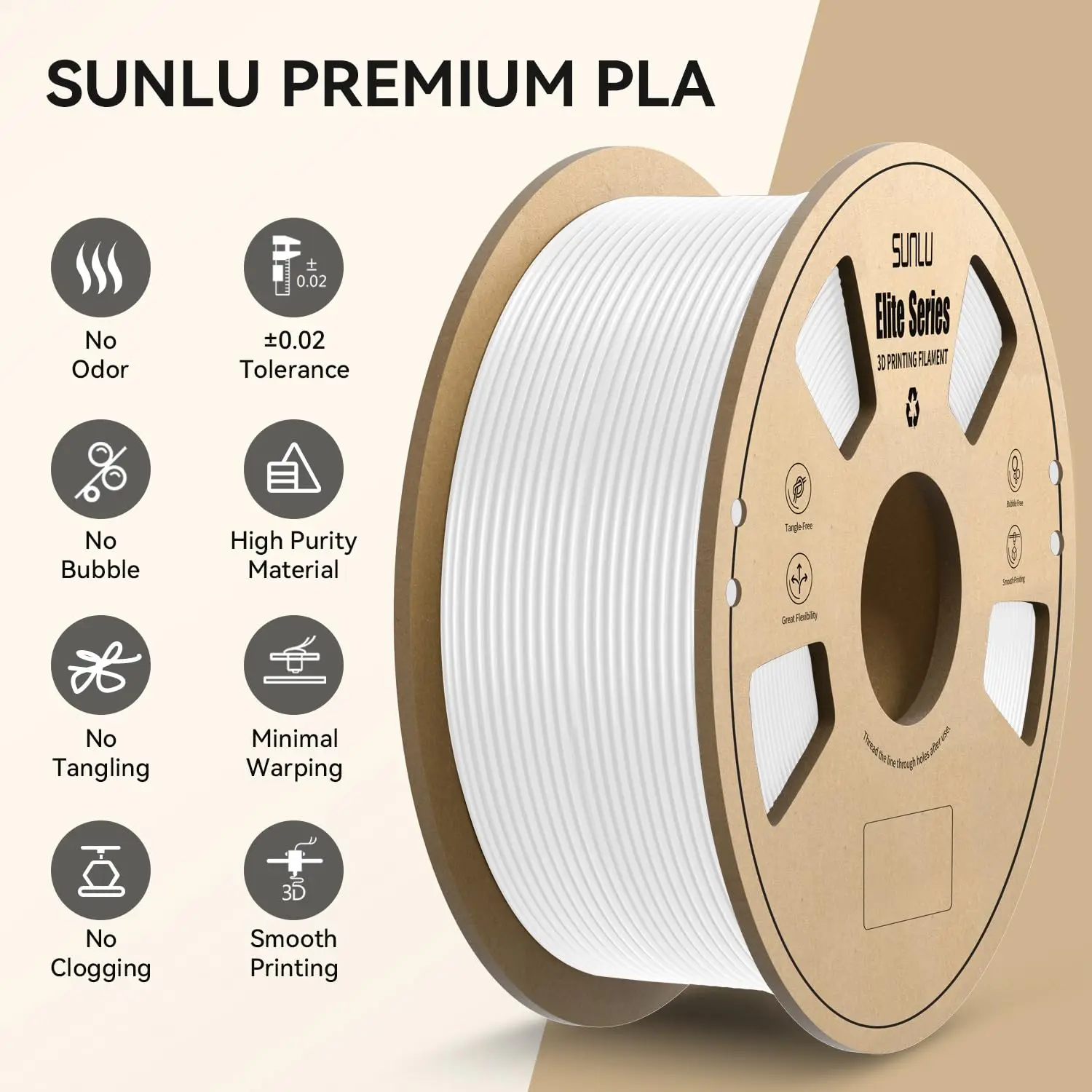 Imagem -03 - Filamentos 3d de Alimentação Suave para Impressora 3d Sunlu Elite Pla Plus Petg Enviado dos Eua 1kg por Rolo 175 mm 10 Rolls 15 Rolls 2024