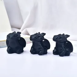 Natural Crystal Toothless Dragon Carved Obsidian Animals Quartz Figurine Healing Crystals Home Decor Reiki Gift